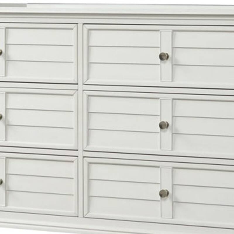 Kyna Wide Dresser, 6 Drawers, Classic Antique White Solid Wood