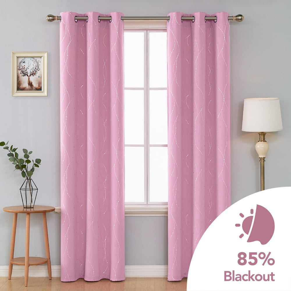 Deconovo Wave Line with Dots 42 Width Curtains Pair(2 Panel)