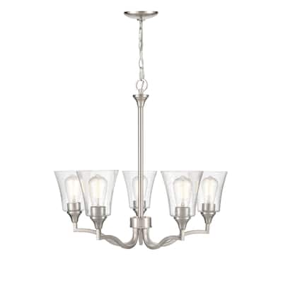 Millennium Lighting Caily 5 Light Chandelier in Brushed Nickel or Matte Black with Seeded Glass Shade