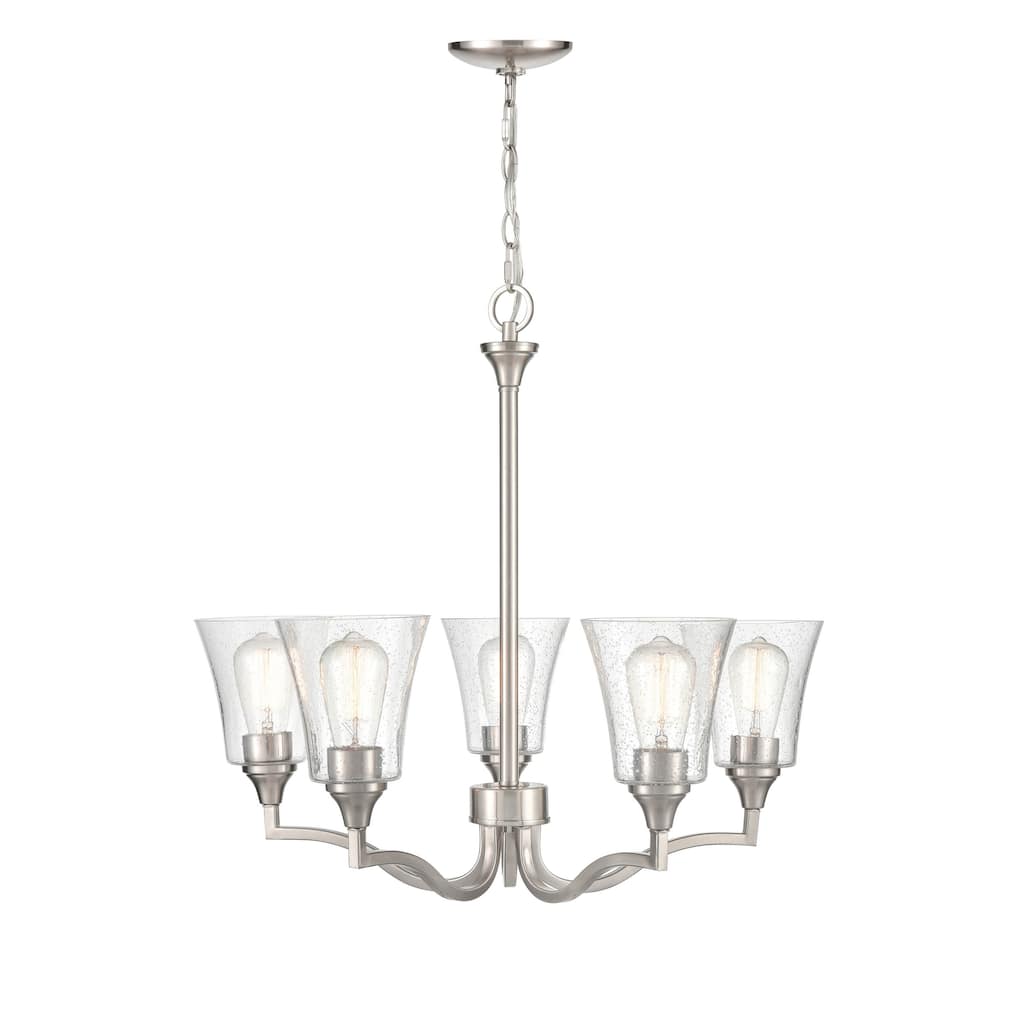 Millennium Lighting Caily 5 Light Chandelier in Brushed Nickel or Matte Black with Seeded Glass Shade