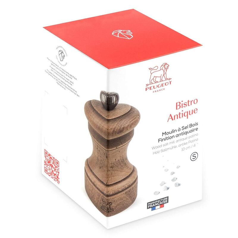 Peugeot Bistro Antique 4 Inch Salt Mill, Beechwood
