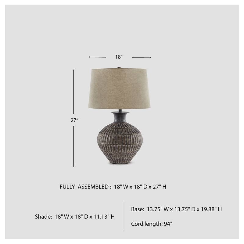 Magan Traditional Metal Antique Bronze Table Lamp - 18.25" W x 18.25" D x 29" H