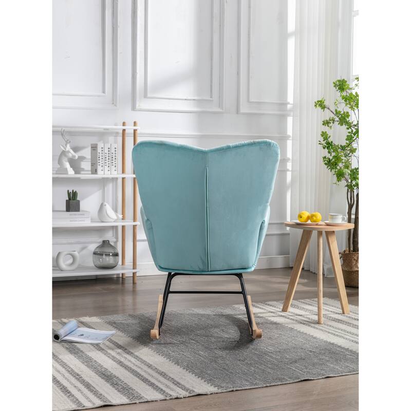 31.5" High Back Buttons Tufted Rocking Chair