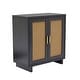 preview thumbnail 9 of 26, Wood Accent Cabinet Sideboard Buffet with Rattan Doors