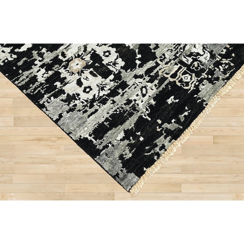 LoomBloom Black Transitional Turkish Oushak Wool Oriental Area Rug - 7' 11'' x 9' 10''