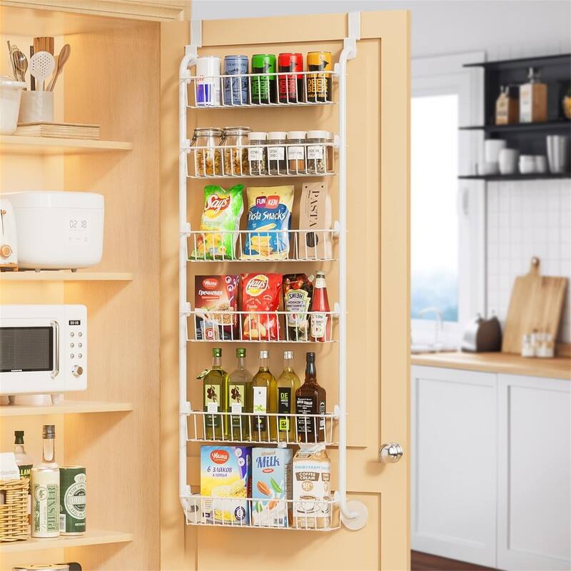 ver the Door Pantry Organizer Metal Pantry Organizers and Storage 6Tier - 5.43"D x 16.73"W x 6.06"H - White