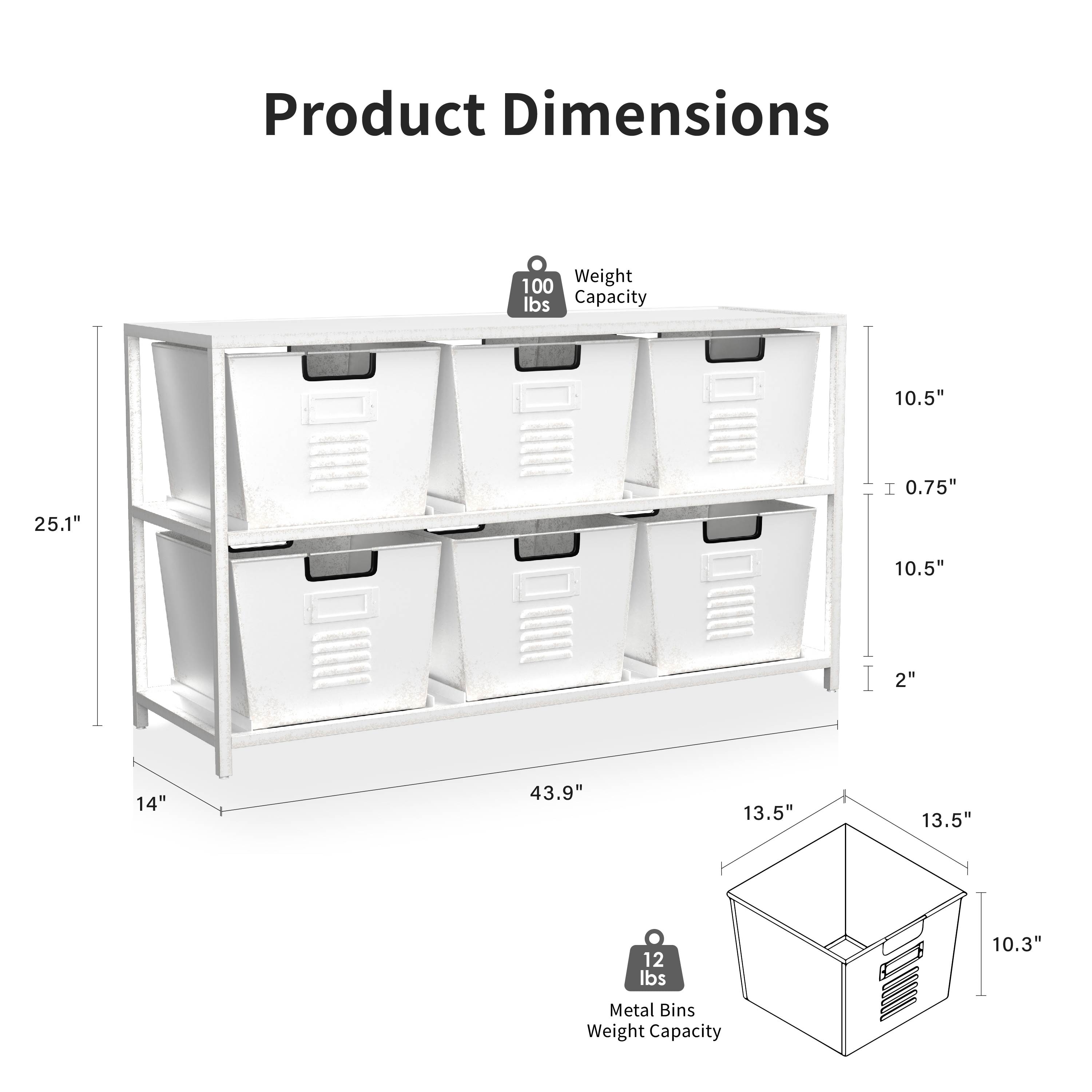 ニコ・ロビン ウッドラック Copern Industrial 44-inch Metal 6-Bin Storage Shelf by Furniture