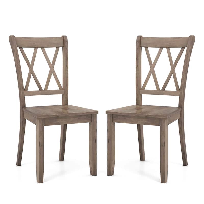 2/4PCS Set of 4 Dining Chairs Rubber Wood Side Chair w/Ergonomic Seat - Set of 2