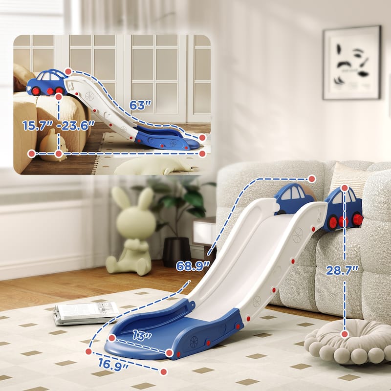 Extra Long Yellow Kids Slide for Sofa and Bed with Safe Buffer Design for Toddlers 18 to 48 Months