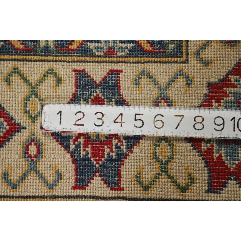 Hand Knotted Oriental 100% Wool Carpet Traditional Geometric Red Kazak Area Rug - 10' 2'' X 8' 0''