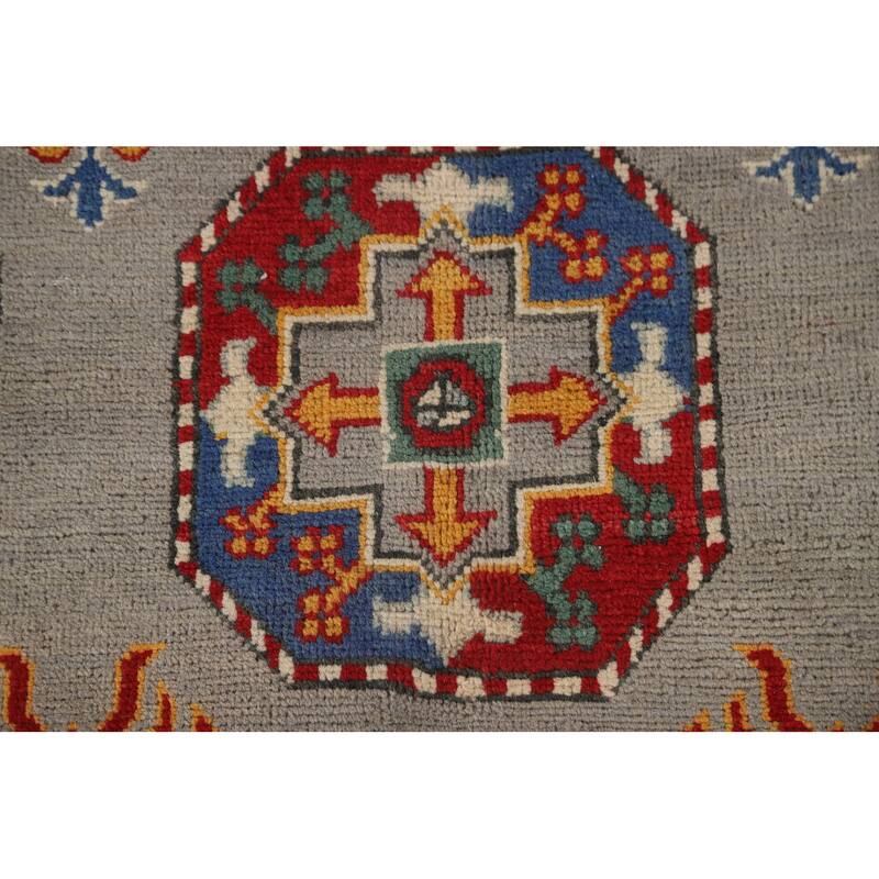 All-Over Gray Kazak Oriental Area Rug Wool Carpet - 8'4" x 11'4"
