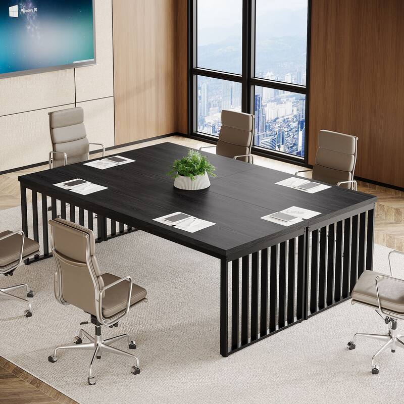 6.5 ft Conference Table, Small Conference Room Table - 2-pieces - Black
