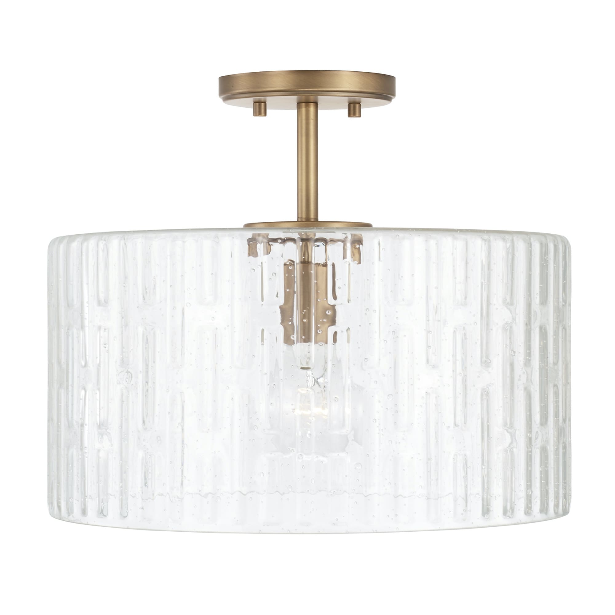 Emerson 1-light Dual Mount Semi-Flush/ Pendant w/ Embossed Seeded Glass