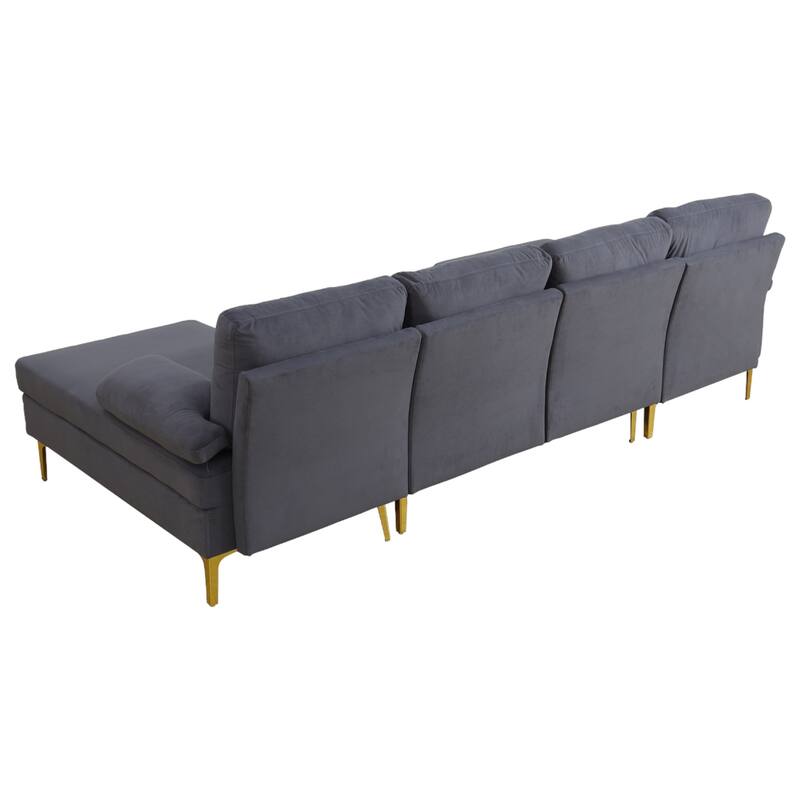 KISRAIS 99.5" Wide 3-Piece Flannel U-shaped Sectional Sofa