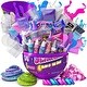 preview thumbnail 1 of 6, GirlZone Egg Surprise Galaxy Slime Kit for Girls, 39 Pieces to Make Glow in The Dark Slimes, Glitter DIY Slimes