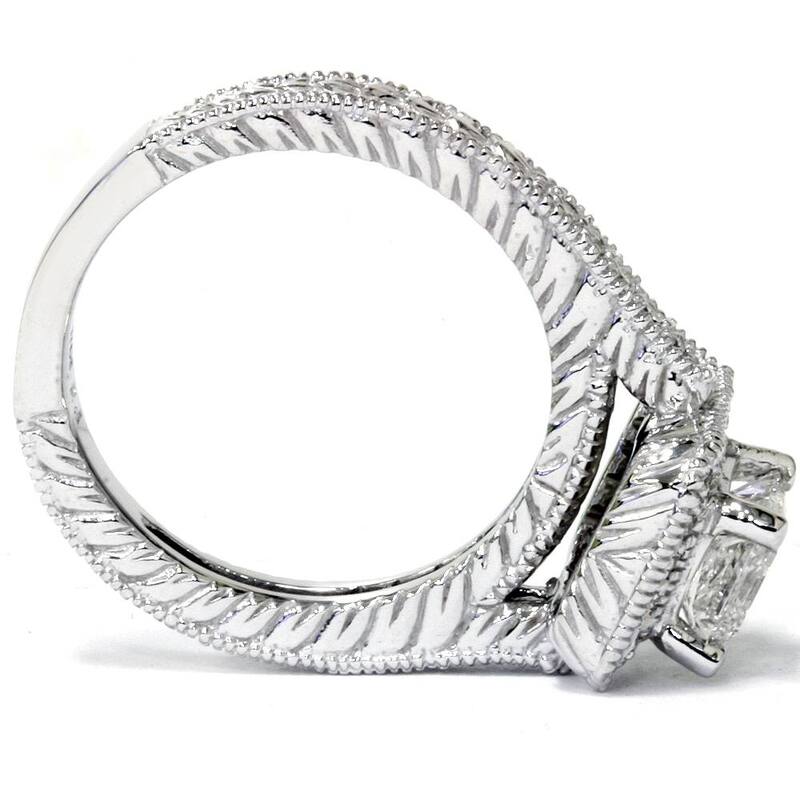 Bliss Diamond 1 1/4ct Princess Cut Lab Grown Diamond Halo Engagement Ring White Gold