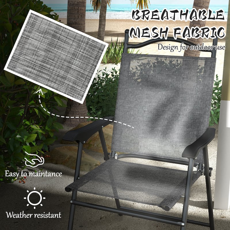 Outsunny Folding Patio Chairs, Set of 4 Sports Chairs for Adults, Camping Chairs