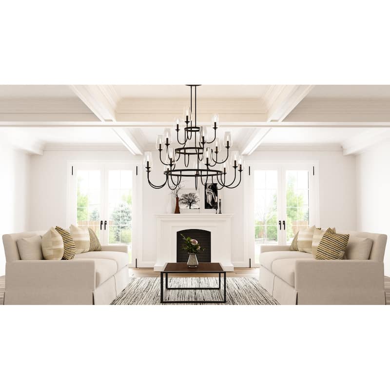 Viscount 18-Light Matte Black Chandelier