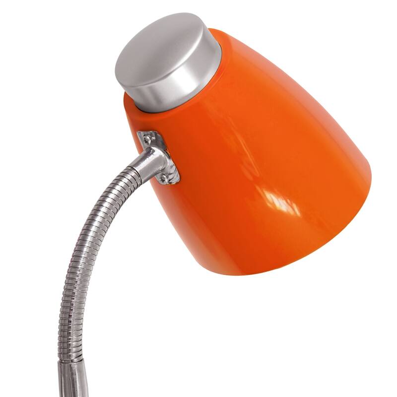 18.5 in. Chrome Finish Table Lamp with Orange Shade, Desk Lamp for Writing and Computer Desks