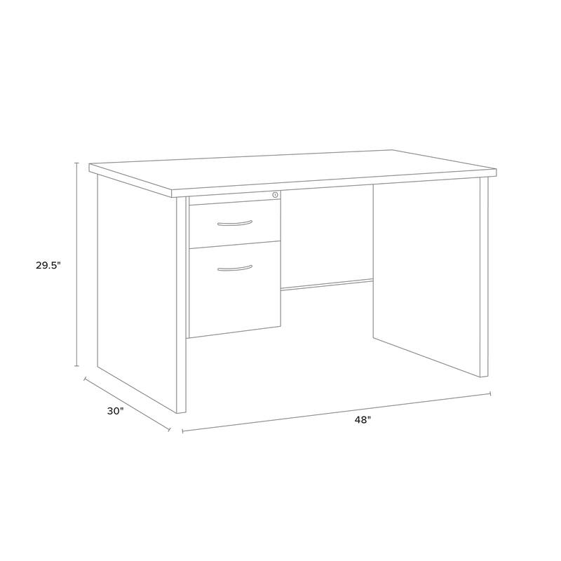 Hirsh Executive Office Modular Right-Hand Single Pedestal File Office Desk, 30" D x 48" W, Charcoal / Mahogany