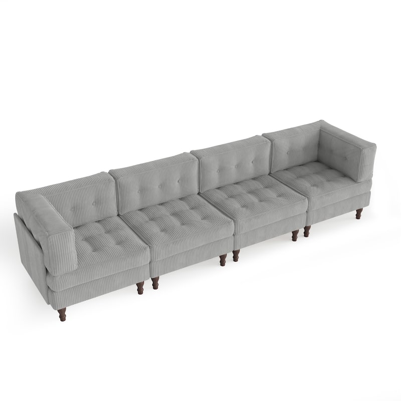 UIXE 4-Piece Corduroy Upholstered Modular Sectional Sofa for Living Room