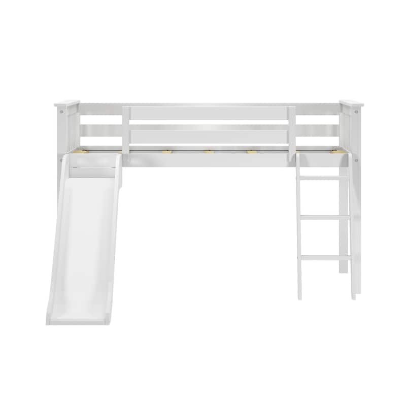 Max and Lily Classic Twin-Size Low Loft with Easy Slide and Curtain