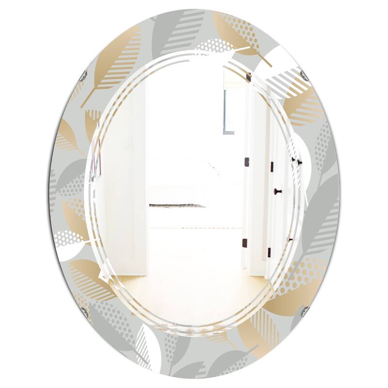 Designart 'Luxury geometric fall leaves pattern' Printed Modern Round ...