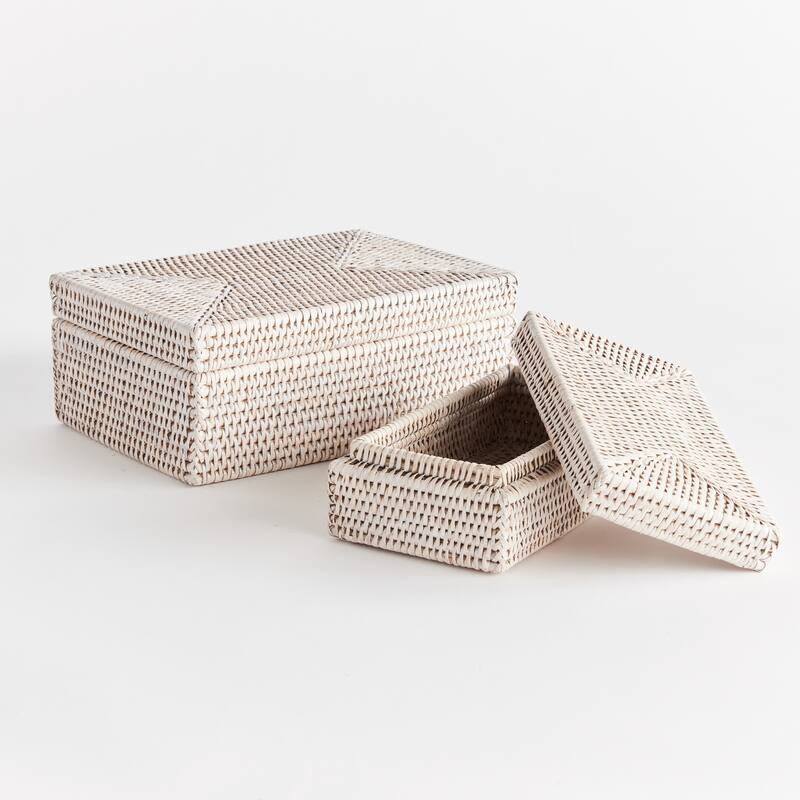 Burma Rattan Rectangular Lidded Boxes