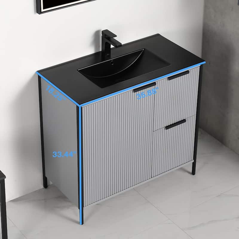 Blossom 36 Inch All Wood Freestanding Bathroom Vanity with Sink