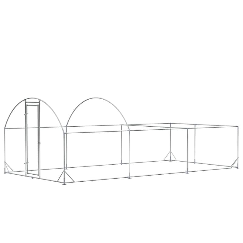 Large Outdoor Chicken Coop with Galvanized Steel Frame and Shaded Roof Lockable Door for 15-18 Poultry