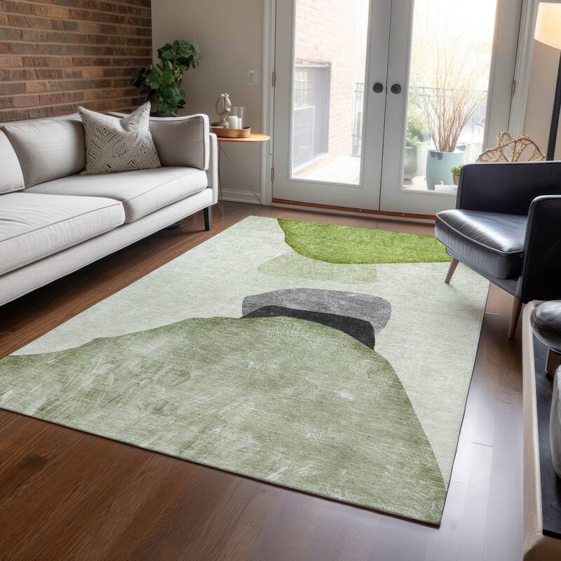 Allone Modern Art-Inspired Weather Resistant Blended Style Outdoor Rug