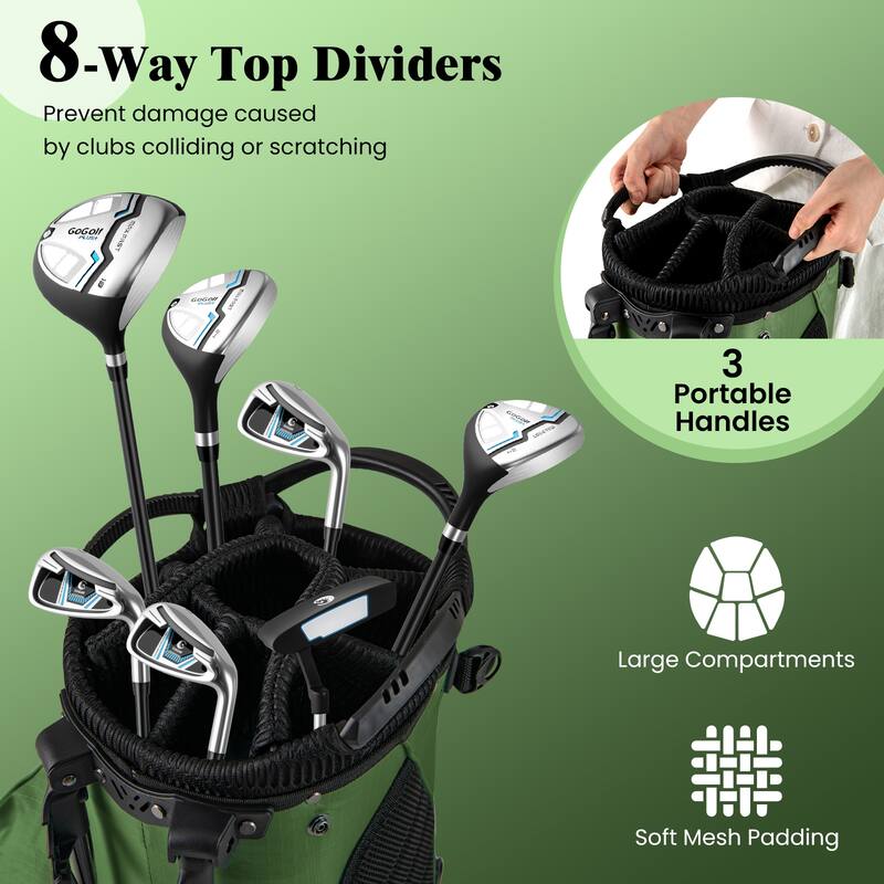 Gymax 8-Way Golf Stand Bag w/ 5 Pockets Lightweight Portable Golf Club