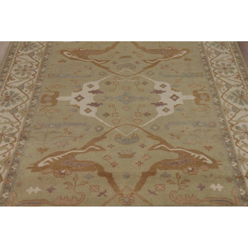Light Green Oushak Indian Rug Hand-Knotted Wool Carpet - 7'9"x 9'8"