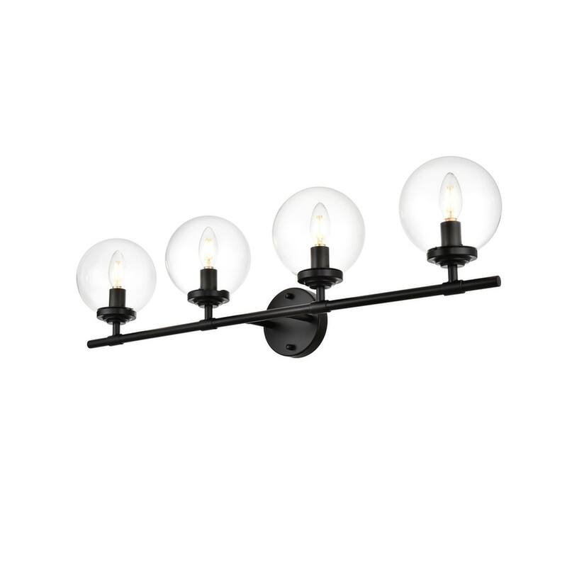 Inzo 1 Light Black and Clear Bath Sconce
