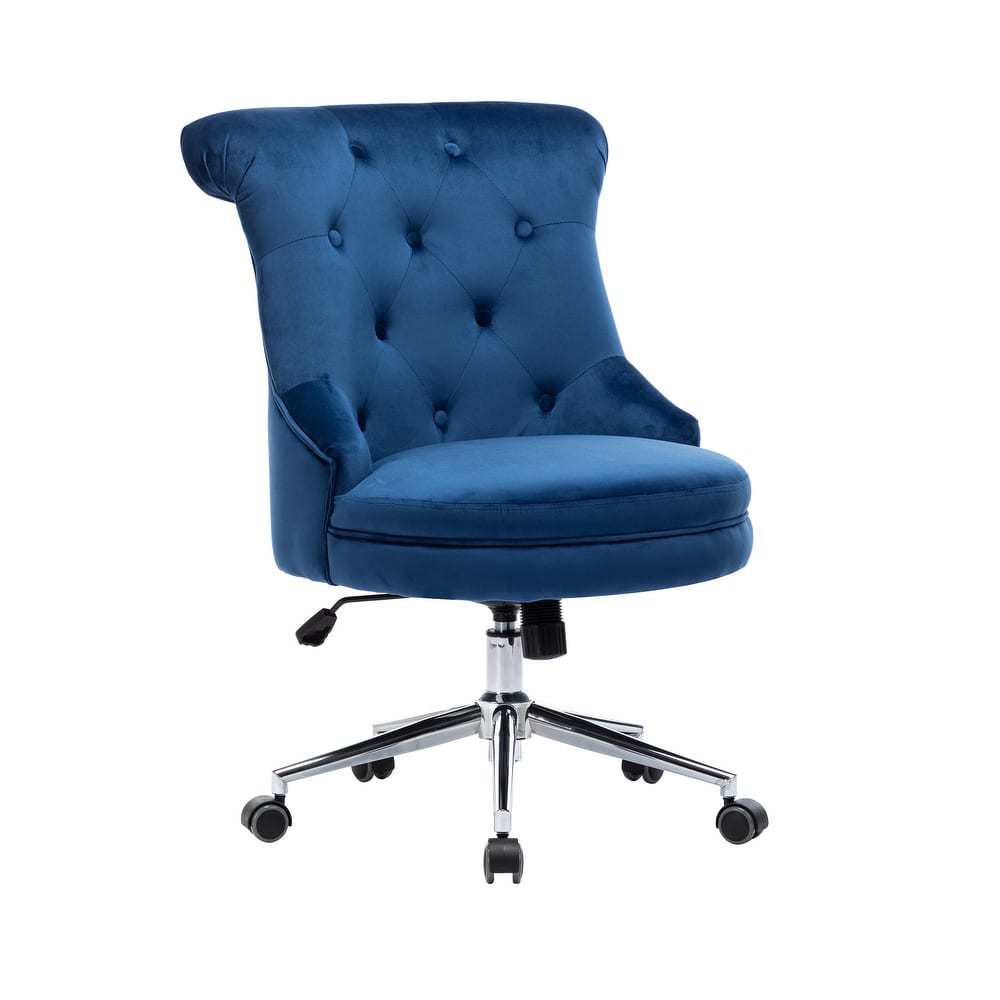 Porthos Home Itzel Velvet Desk Chair With Swivel, Wingback Design