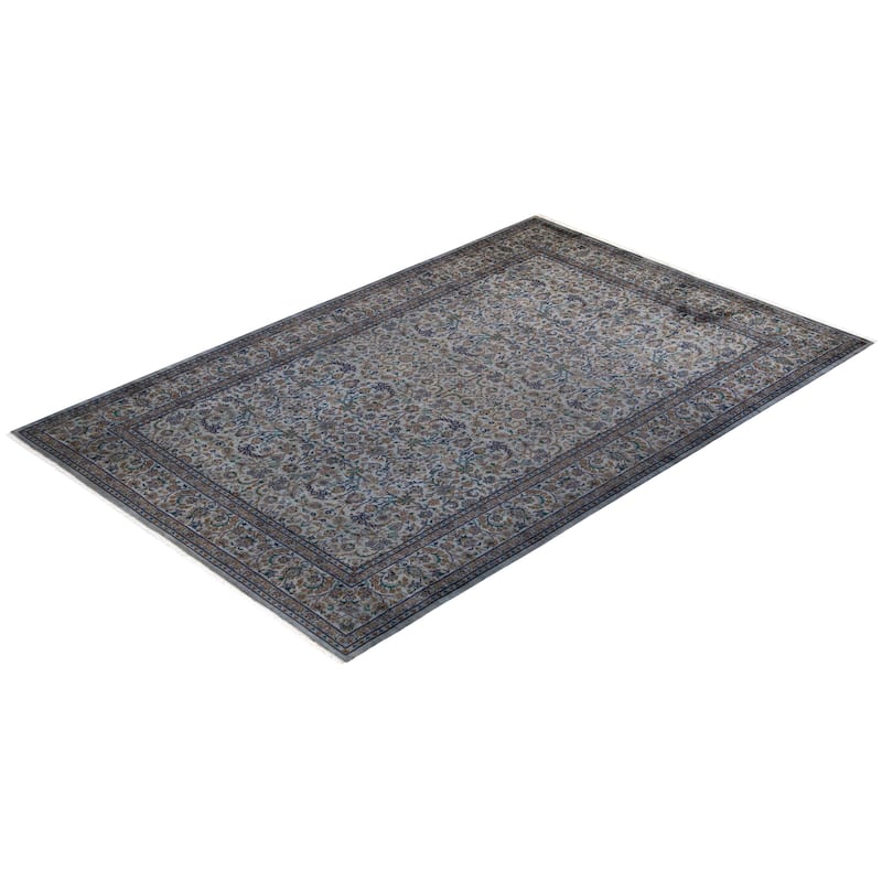 Overton Hand Knotted Wool Vintage Inspired Modern Contemporary Overdyed Gray Area Rug - 6' 2" x 9' 6"