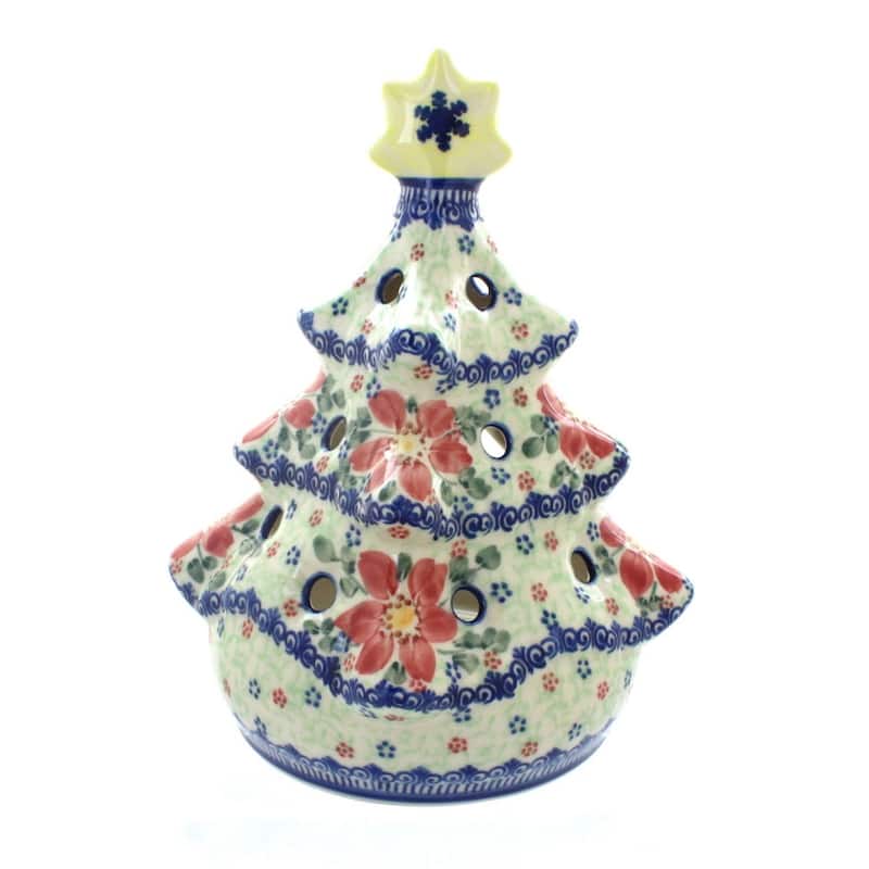 Blue Rose Polish Pottery 198 Vena Christmas Tree Luminary