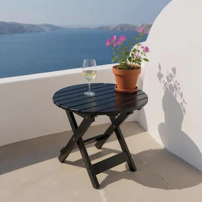 Aspen Assembled Round Acacia Outdoor Folding Side Table