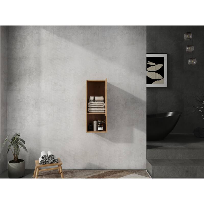 12" Bathroom Side Cabinet, Soft Close Doors, Float Mounting Design, Imitative Oak