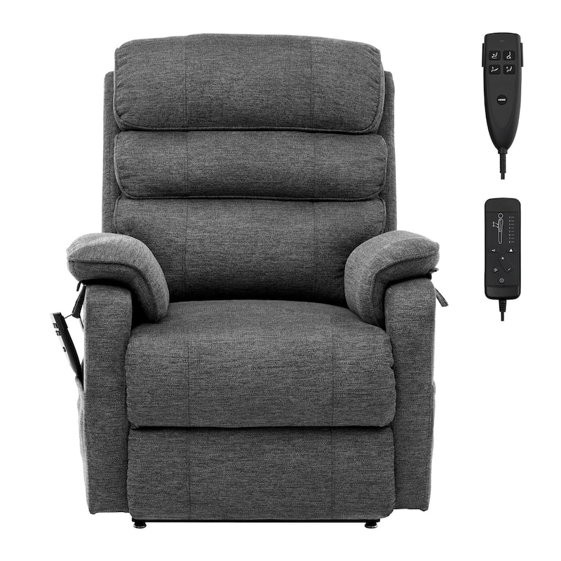 Beige Chenille Dual-Motor Lift Chair, Massage, Heat & Recliner