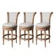 preview thumbnail 1 of 0, Maven Lane 31" Pullman Swivel Bar Height Kitchen Stool Set of 3 - Fabric Weathered Oak