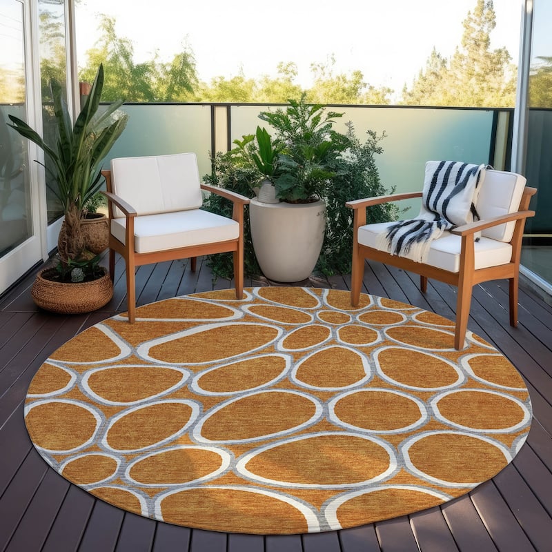 Machine Washable Indoor/ Outdoor Modern Bubbles Chantille Rug