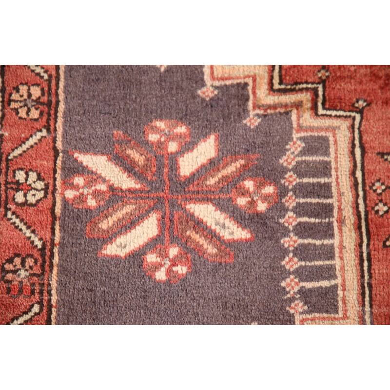 Geometric Ardebil Persian Vintage Runner Rug Hand-Knotted Wool Carpet - 3'10"x 8'6"