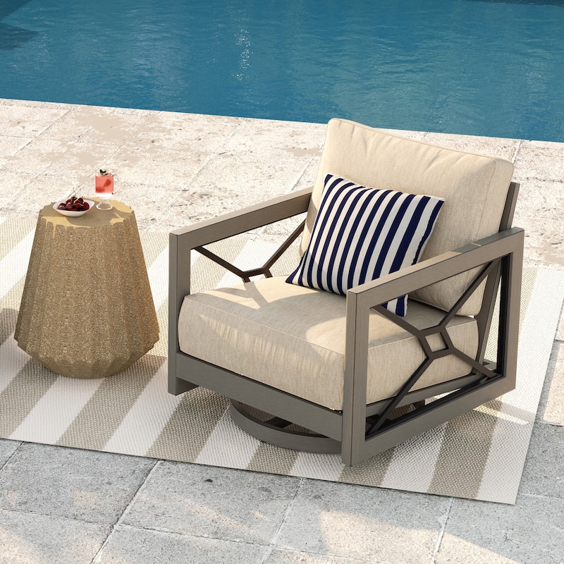 Outdoor Club Swivel Chair with Sunbrella Cushion - 1-Piece