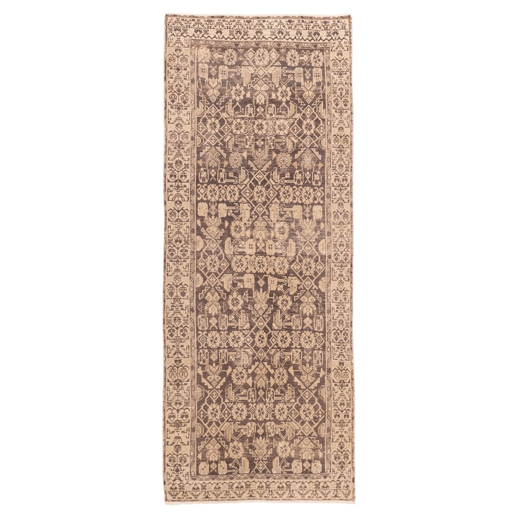 ECARPETGALLERY Hand-knotted Antalya Vintage Dark Brown Wool Rug - 3'3 x 8'8