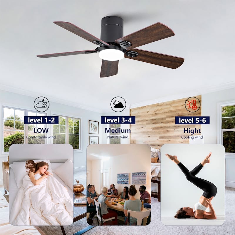 42-inch Ceiling Fans with Light and Remote, Dimmable LED, Quiet Reversible DC Motor,for Bedroom Indoor Outdoor Use