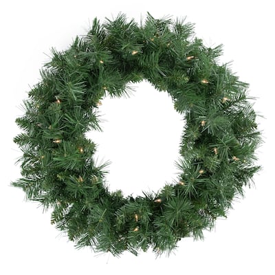 Chatham Pine Artificial Christmas Wreath, 24-Inch, Clear Lights