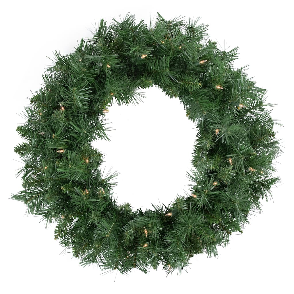 Chatham Pine Artificial Christmas Wreath, 24-Inch, Clear Lights