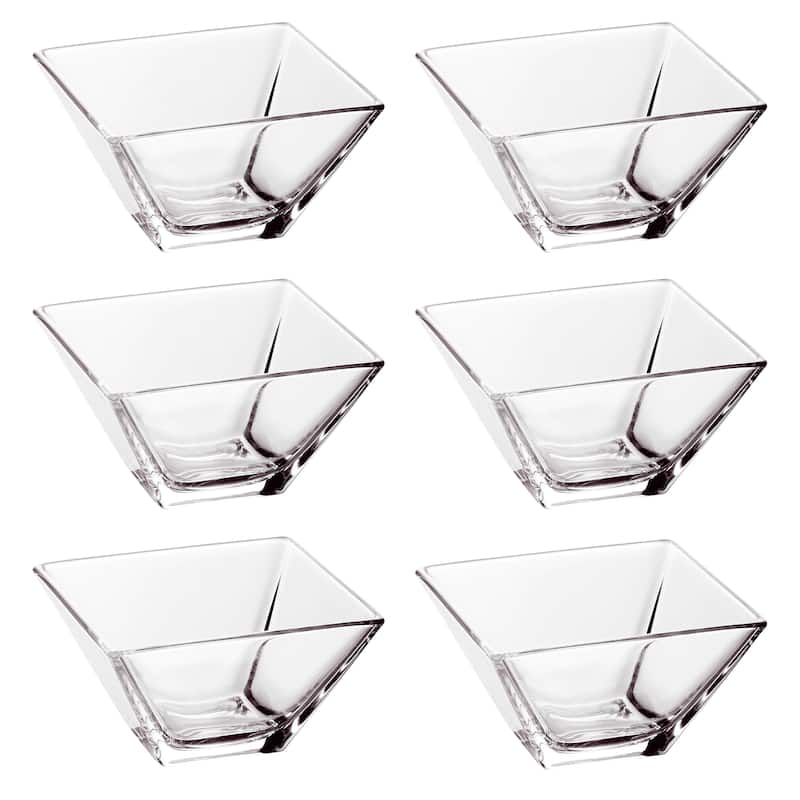 Majestic Gifts inc. European Glass Bowl-Square Dessert- Set/6-4.25" D - 4.25