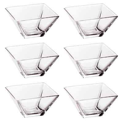 Majestic Gifts inc. European Glass Bowl-Square Dessert- Set/6-4.25" D - 4.25